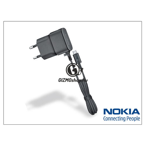 Nokia 6500 classic/7900 prism/8600 Luna/8800 arte gyári micro USB hálózati töltő – 5V/0,75A – AC-20E – black (csomagolás nélküli)
