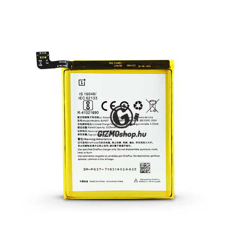 OnePlus 5 (A5000)/5T (A5010) gyári akkumulátor – Li-polymer 3300 mAh – BLP637 (ECO csomagolás)
