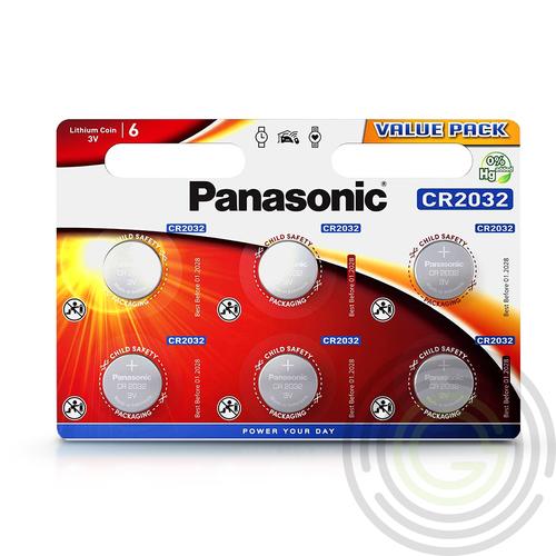 Panasonic CR2032 lithium gombelem – 3V – 6 db/csomag
