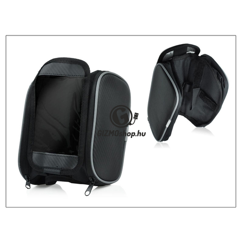 Univerzális kerékpárra szerelhető telefontartó 2x táska max.4,8&amp;quot; méretű készülékekhez – fekete