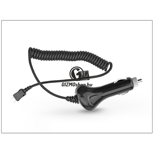 USB Type-C szivargyújtós gyorstöltő spirál kábellel – 5V/2A – fekete