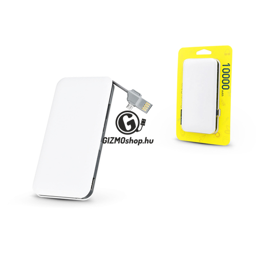 Univerzális hordozható, asztali akkumulátor töltő – Silk USB 2.1A Power Bank – 10.000 mAh – white
