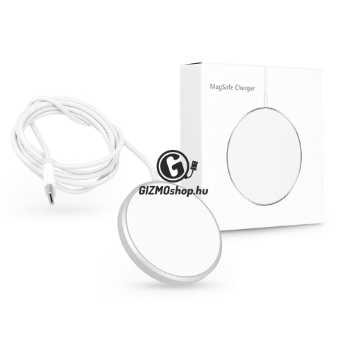 Qi univerzális mágneses vezeték nélküli töltő állomás – 15W – WS-18 MagSafe Magnetic Wireless Charger – white/silver – Qi szabványos
