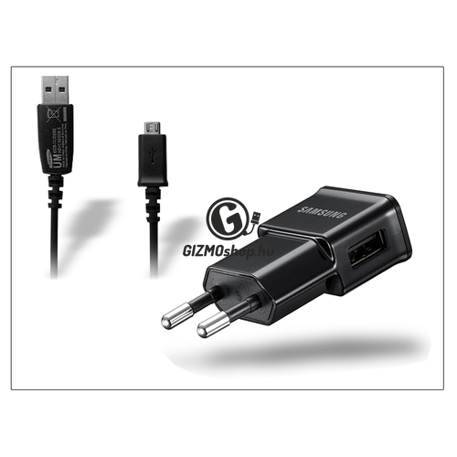 Samsung gyári USB hálózati töltő adapter + micro USB adatkábel – 5V/1A – ETA0U81EBE black (csomagolás nélküli/enyhén karcos)
