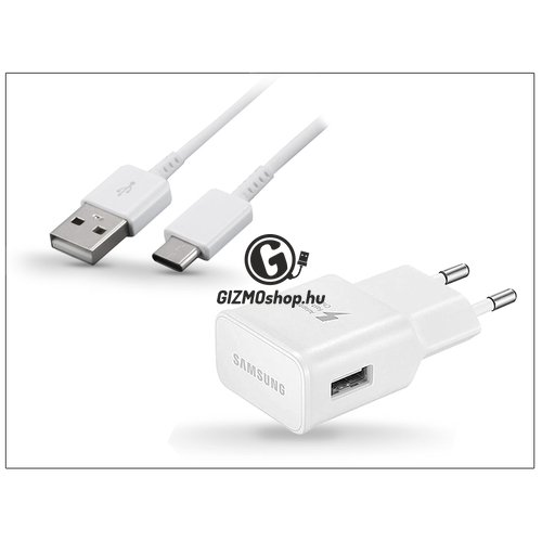 Samsung gyári USB hálózati töltő adapter + USB Type-C adatkábel – 5V/2A – EP-TA20EWE + EP-DN930CWE Type-C 2.0 white (ECO csomaglás)