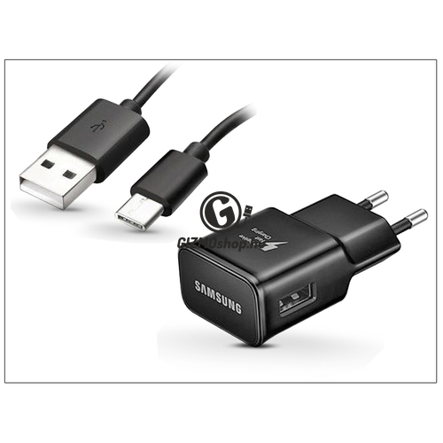 Samsung gyári USB hálózati töltő adapter + USB Type-C adatkábel – 5V/2A – EP-TA20EBE + EP-DG950CBE Type-C black (ECO csomaglás)