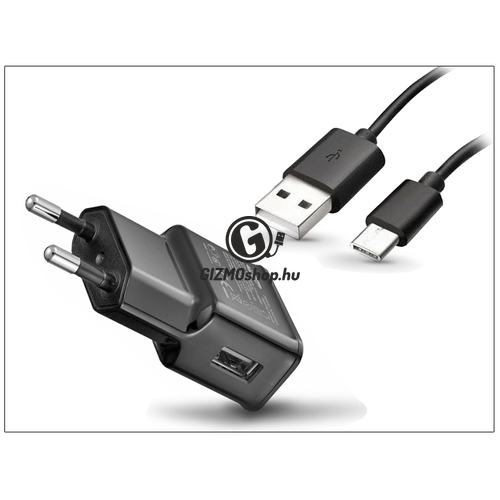 Samsung gyári USB hálózati töltő adapter + USB Type-C adatkábel – 5V/2A – ETA-U90EBEG + EP-DG950CBE Type-C black (ECO csomaglás)