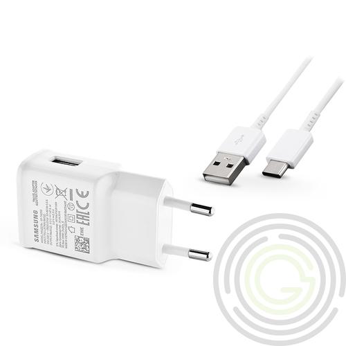 Samsung gyári USB hálózati töltő adapter + USB Type-C adatkábel – 5V/2A – EP-TA200EWE + EP-DN930 Type-C white (ECO csomaglás)