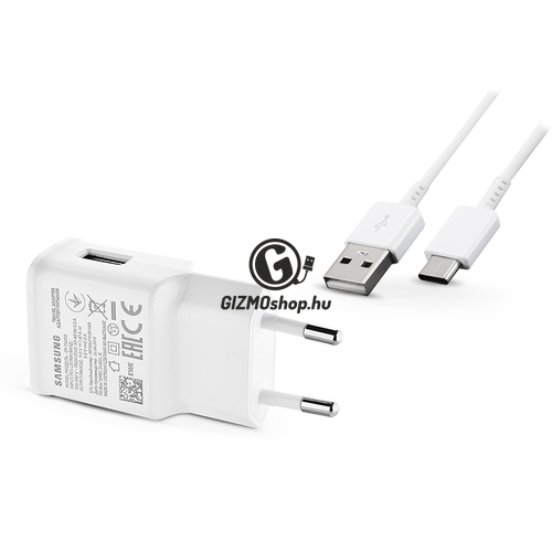 Samsung gyári USB hálózati töltő adapter + USB Type-C adatkábel – 5V/2A – EP-TA200EWE + EP-DN930 Type-C white (ECO csomaglás)