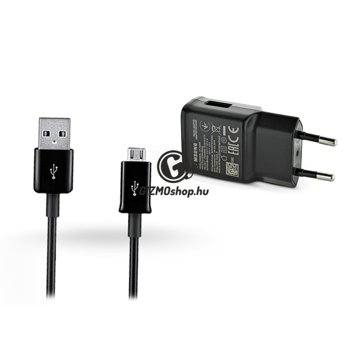 Samsung gyári USB hálózati töltő adapter + micro USB adatkábel – 5V/2A – EP-TA200EBE + ECB-DU5ABE black (ECO csomaglás)