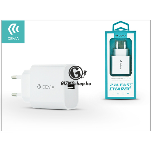 Devia Smart USB hálózati töltő adapter – Devia Smart USB Fast Charge – 5V/2,1A – white
