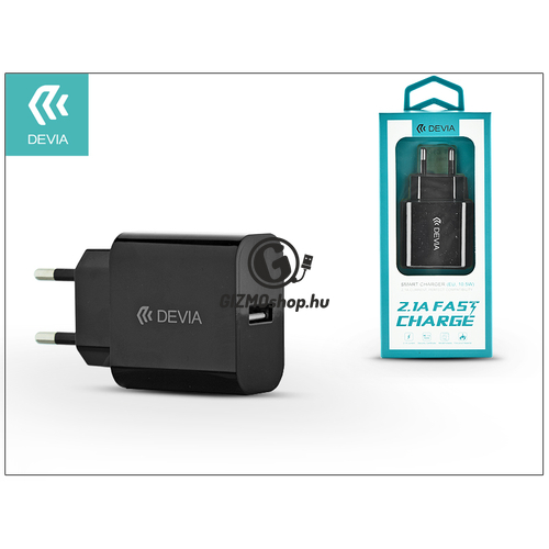 Devia Smart USB hálózati töltő adapter – Devia Smart USB Fast Charge – 5V/2,1A – black