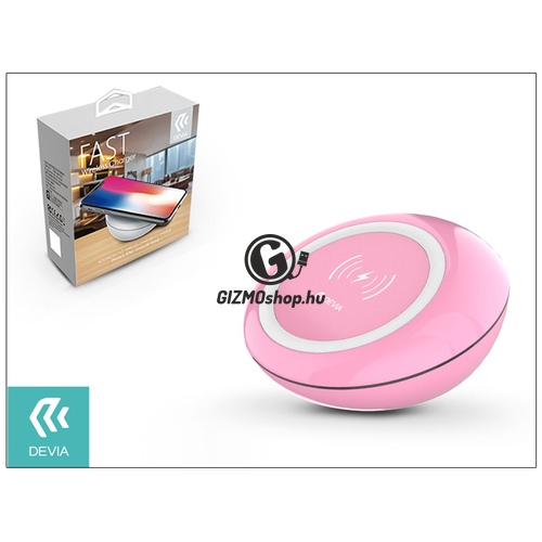 Devia Qi univerzális vezeték nélküli töltő állomás – 5V/2A – Devia Fast Wireless Charger – pink – Qi szabványos