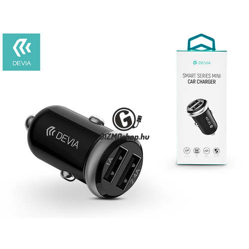 Devia Dual USB szivargyújtós töltő adapter – 5V/1A/2,4A – Devia Smart Series Mini Car Charger – black