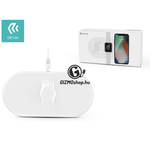Devia Qi univerzális vezeték nélküli töltő állomás – 5V/1A – Devia 3in1 Wireless Charger for Smartphone + Apple Watch + Earphone – white
