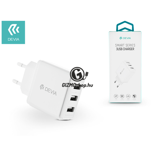 Devia univerzális USB hálózati töltő adapter 3 x USB – 5V/3,4A – Devia Smart Series 3 USB Charger – white