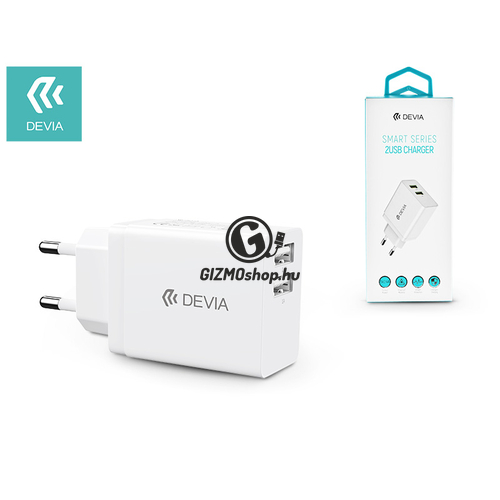 Devia univerzális USB hálózati töltő adapter 2xUSB – 5V/2,4A – Devia Smart Series 2 USB Charger – white