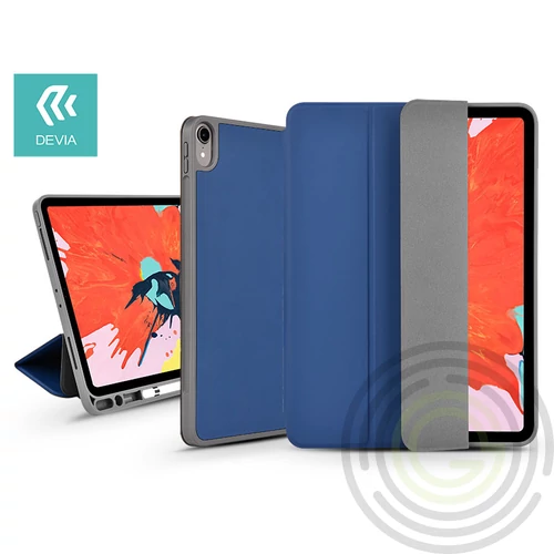 Apple iPad 10.2 védőtok (Smart Case) Apple Pencil tartóval – Devia Leather Case – blue