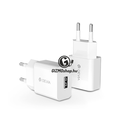 Devia Smart USB hálózati töltő adapter – Devia Smart USB Fast Charger – 5V/2,1A – white – ECO csomagolás