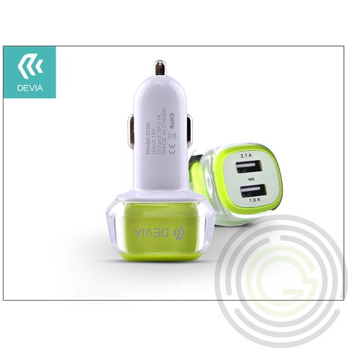 Devia Dual USB szivargyújtós töltő adapter – 5V/3,1A – green/white