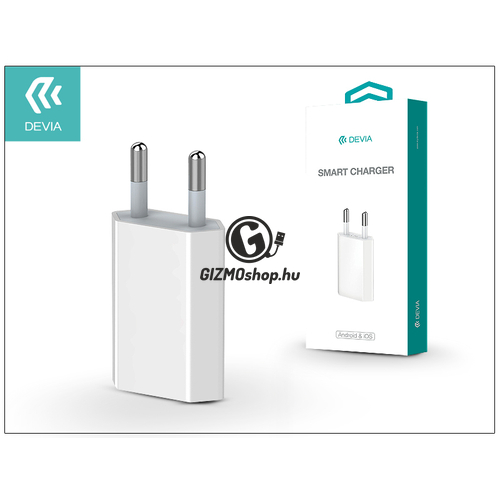 USB hálózati töltő adapter – Devia Smart Charger – 5V/1A – white