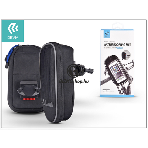 Univerzális kerékpárra szerelhető, vízálló telefontartó táska max. 5,5&amp;quot; méretű készülékekhez – Devia Waterproof Bag Suit – black