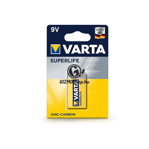 VARTA Superlife Zinc-Carbon 6F22 / 9V elem – 1 db/csomag