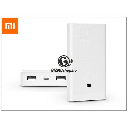 Univerzális hordozható, asztali akkumulátor töltő – Xiaomi Mi Power Bank QC 2.0 – 20.000 mAh – fehér