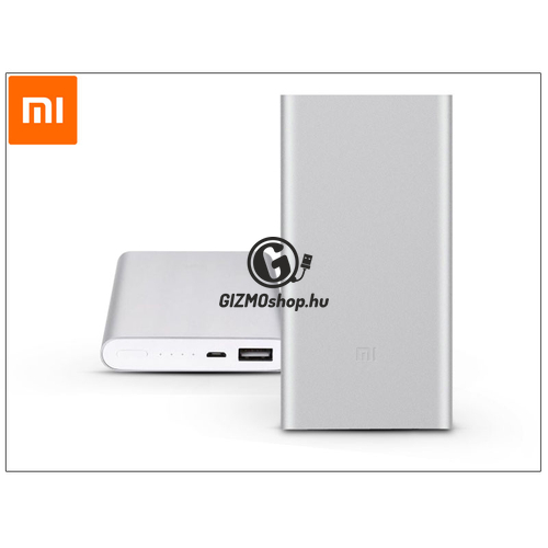 Univerzális hordozható, asztali akkumulátor töltő – Xiaomi Mi Power Bank 2 QC 2.0 – 10.000 mAh – ezüst
