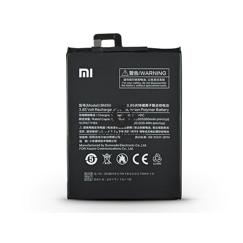 Xiaomi Mi Max 2 gyári akkumulátor – Li-polymer 5300 mAh – BM50 (ECO csomagolás)