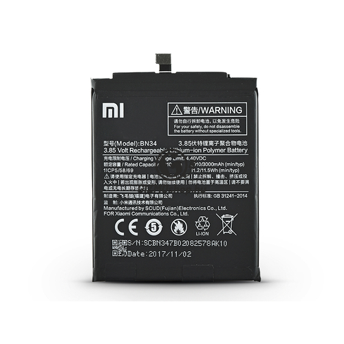 Xiaomi Redmi 5A gyári akkumulátor – Li-polymer 3000 mAh – BN34 (ECO csomagolás)