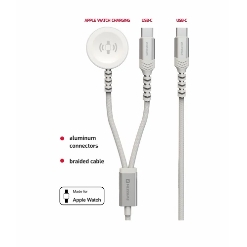 Swissten 2in1 Apple Watch & USB-C kábel  FEHÉR