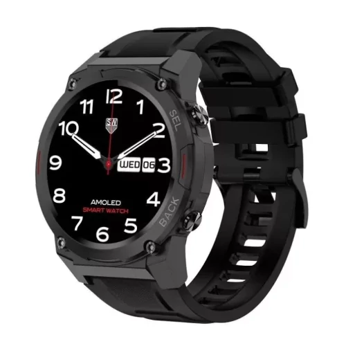 Maxcom FW63 Cobalt Pro fekete IP68 vízálló okosóra pulzus és vérnyomásmérővel Amoled kijelzővel mikr