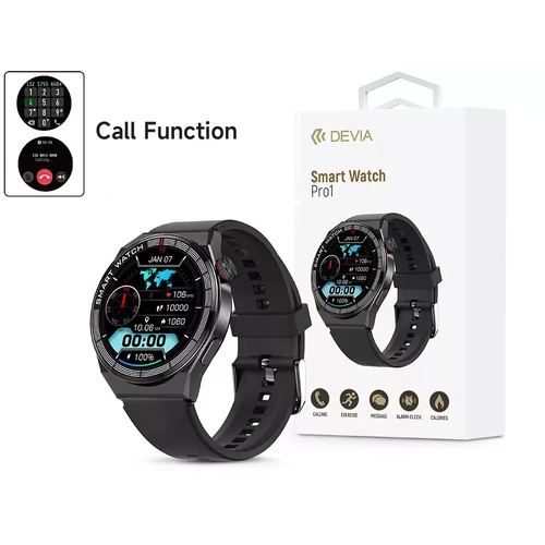 DEVIA PRO1 SMART WATCH OKOSÓRA AMOLED KIJELZŐVEL - FEKETE