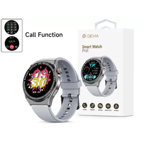 DEVIA PRO1 SMART WATCH OKOSÓRA AMOLED KIJELZŐVEL - EZÜST