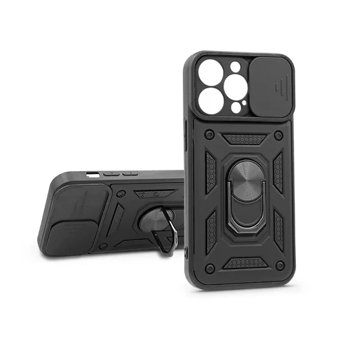 Slide Armor Apple iPhone 13 Pro ütésálló hátlap gyűrűvel és kameravédővel -  fekete