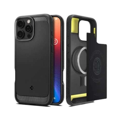 Spigen Rugged Armor MagFit Apple iPhone 16 Pro Max tok - Matte Black, (fekete)