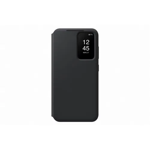 Samsung Galaxy S23 Ultra  SAMSUNG tok álló (aktív FLIP, oldalra nyíló, átlátszó előlap) FEKETE