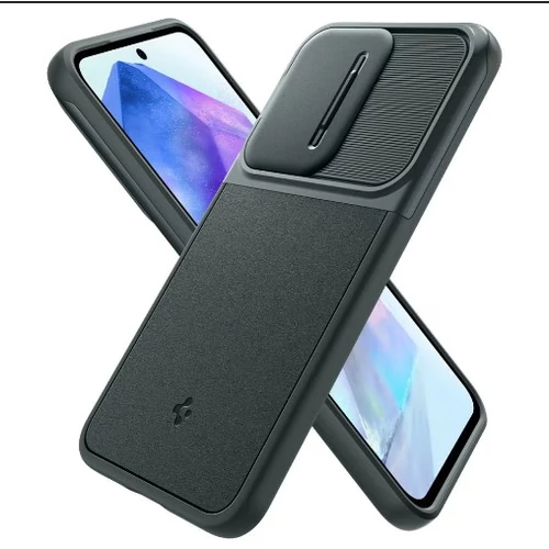 Samsung Galaxy A55 5G SPIGEN OPTIK ARMOR műanyag telef onvédő (szilikon keret, kameravédő) SÖTÉTZÖLD