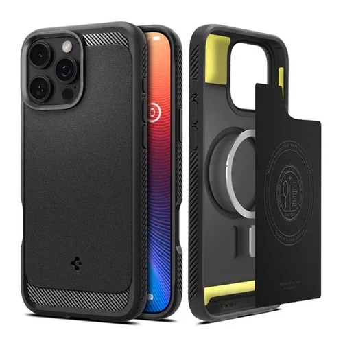 Spigen Rugged Armor MagFit Apple iPhone 16 Pro tok - Matte Black, (fekete)