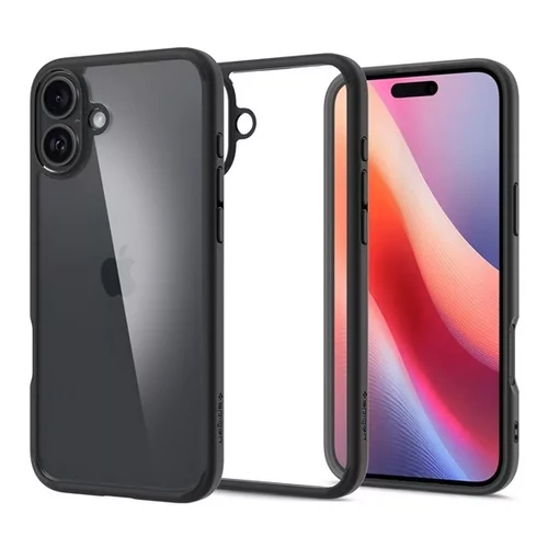 Spigen Ultra Hybrid Apple iPhone 16 tok - Matte Black, fekete (átlátszó)
