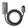 Kép 1/4 - Baseus Share Together autós töltő hosszabbítóval, 3x USB, USB-C, 120W, szürke (CCBT-B0G)