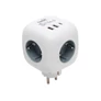 Kép 1/3 - Home CUBE1 kocka elosztó USB töltővel, 3 aljzat gyermekvédelemmel, 1db USB C, 2db USB A, max. 3680 W