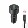 Kép 1/4 - Swissten szivargyújtós töltőadapter 2XUSB-C PD + 1xUSB-A, 95W + USB-C/USB-C kábel 1m