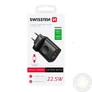 Kép 2/3 - Swissten 2in1 hálózati töltőadapter 1XUSB-A, 1XUSB-C, 1X Apple Watch, 22,5W, fekete