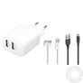 Kép 1/2 - Raven Design hálózati töltő 2X USB-A csatlakozóval, 1.4A 7W micro-USB és 30-PIN Apple kábellel