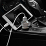 Kép 2/4 - Apple iPhone Lightning szivargyújtós töltő adapter + lightning adatkábel – 5V/2,4A – HOCO Z2A Dual USB Car Charger + Cable – fehér