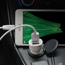 Kép 3/4 - Apple iPhone Lightning szivargyújtós töltő adapter + lightning adatkábel – 5V/2,4A – HOCO Z2A Dual USB Car Charger + Cable – fehér