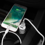 Kép 3/5 - Apple iPhone Lightning szivargyújtós töltő adapter + lightning adatkábel – 5V/2,4A – HOCO Z27 Dual USB Car Charger + Cable – fehér