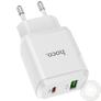 Kép 3/3 - HOCO hálózati töltő adapter Type-C + USB bemenettel – 20W – HOCO N5 Super Fast Charger PD3.0 + QC3.0 – white